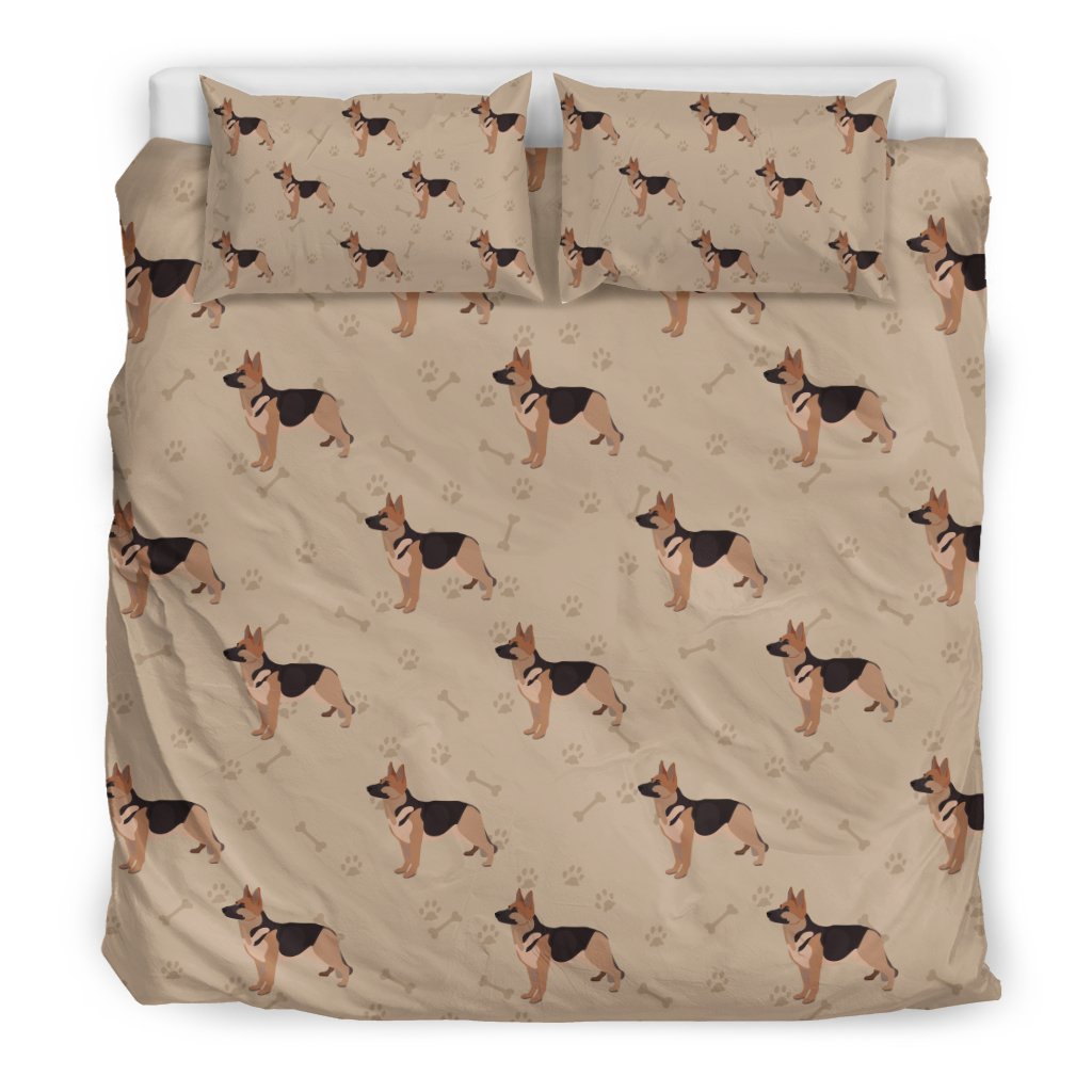 Paw German Shepherd Pattern Print Duvet Cover Bedding Set-grizzshop