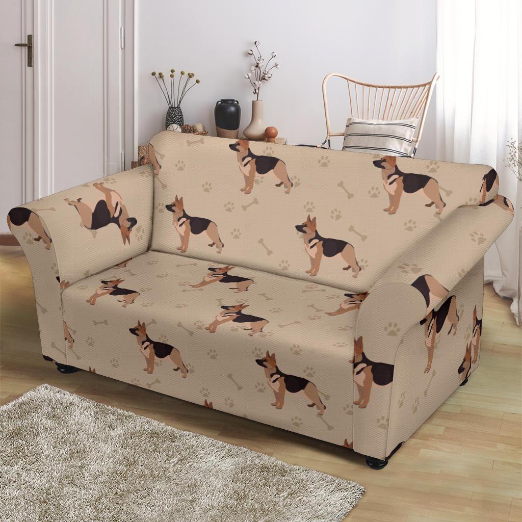 Paw German Shepherd Pattern Print Loveseat Cover-grizzshop