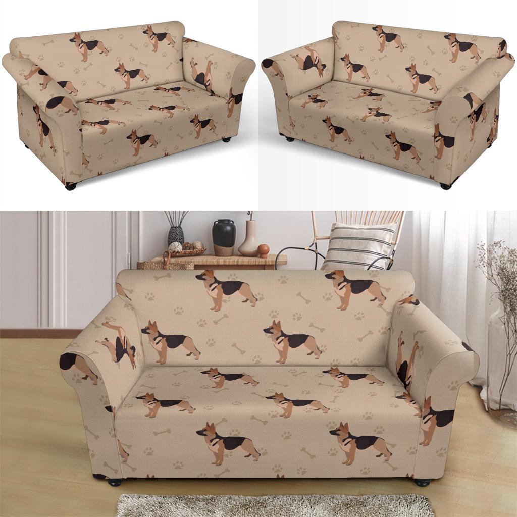 Paw German Shepherd Pattern Print Loveseat Cover-grizzshop