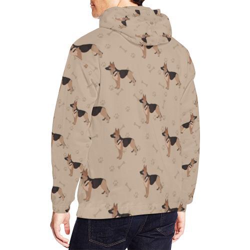 Paw German Shepherd Pattern Print Men Pullover Hoodie-grizzshop