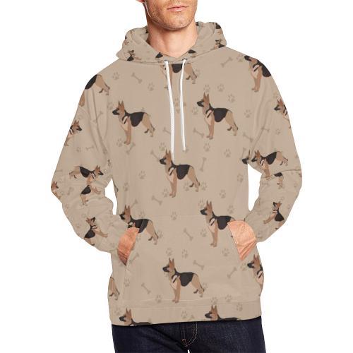 Paw German Shepherd Pattern Print Men Pullover Hoodie-grizzshop