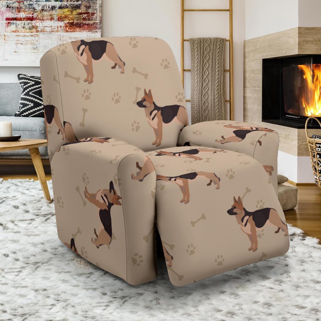 Paw German Shepherd Pattern Print Recliner Cover-grizzshop