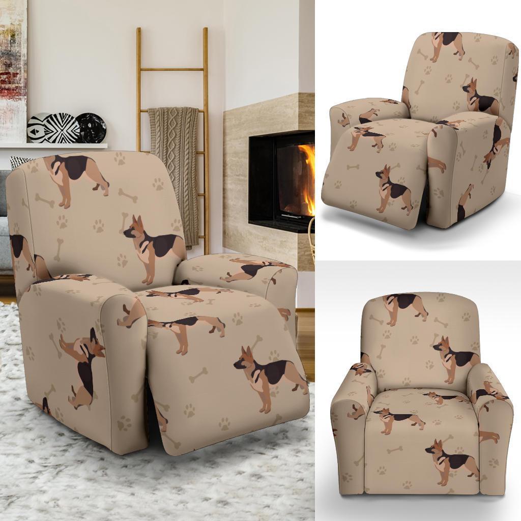 Paw German Shepherd Pattern Print Recliner Cover-grizzshop