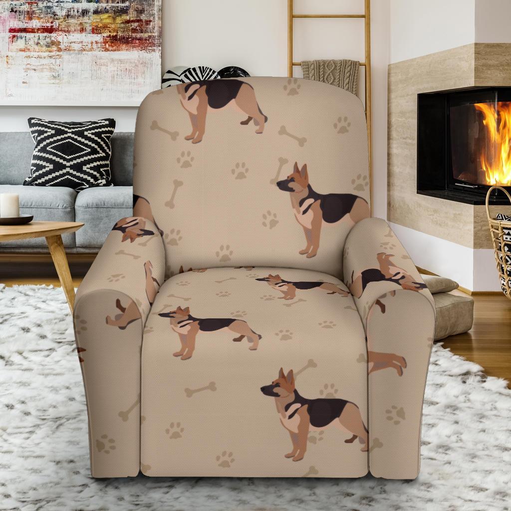 Paw German Shepherd Pattern Print Recliner Cover-grizzshop