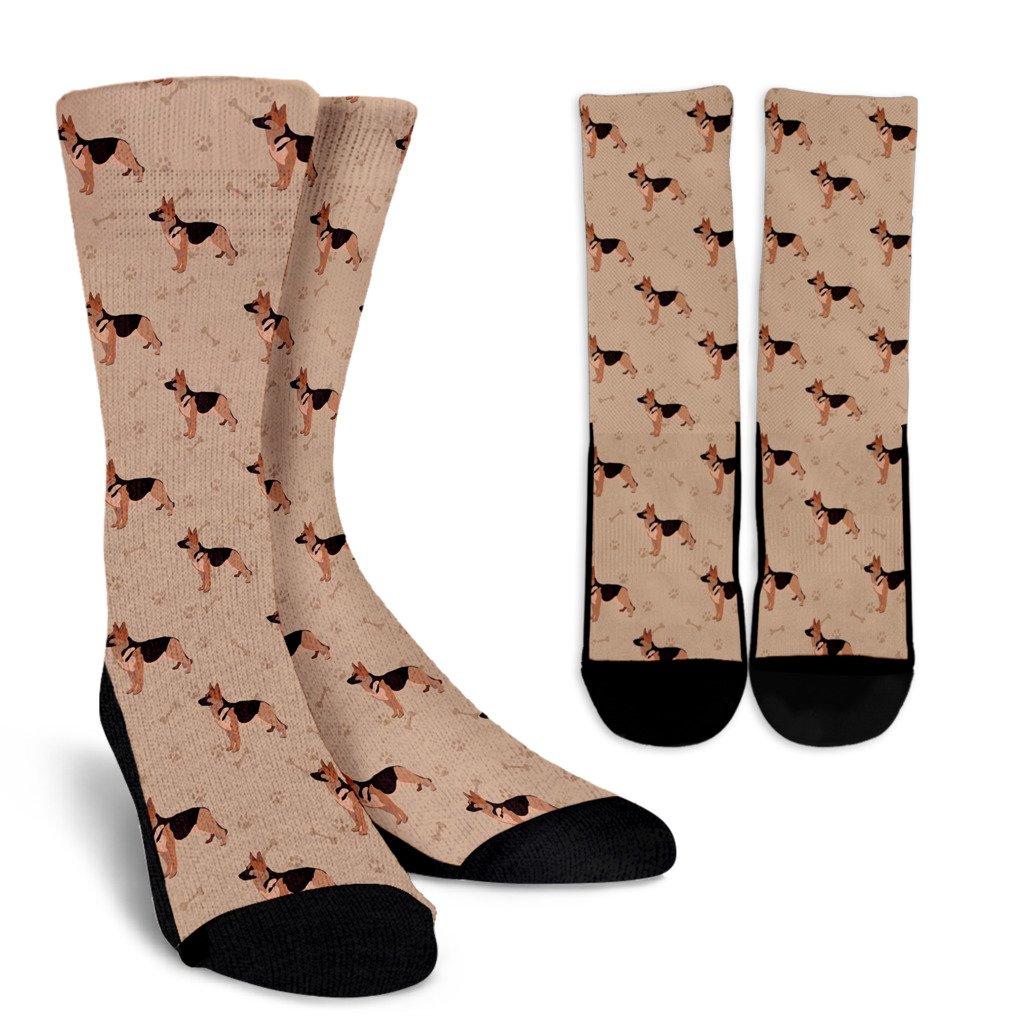 Paw German Shepherd Pattern Print Unisex Crew Socks-grizzshop