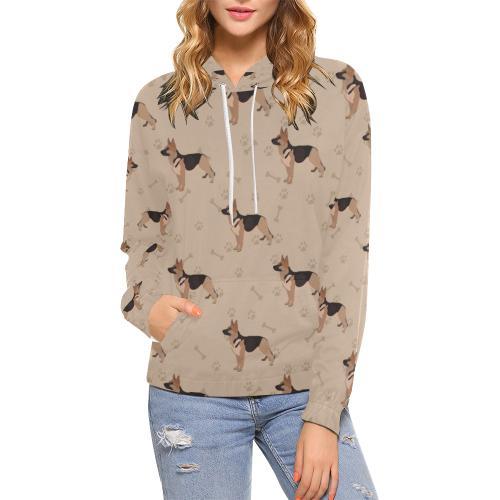 Paw German Shepherd Pattern Print Women Pullover Hoodie-grizzshop