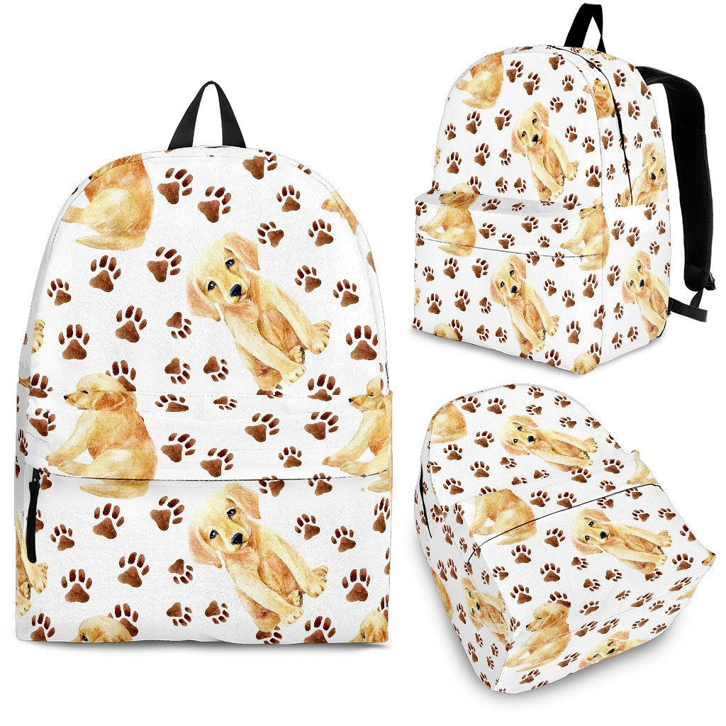 Paw Golden Retriever Pattern Print Backpack-grizzshop