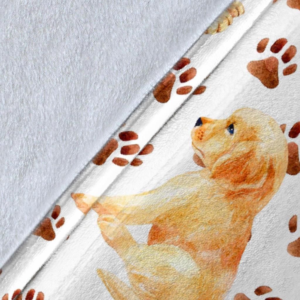 Paw Golden Retriever Pattern Print Blanket-grizzshop