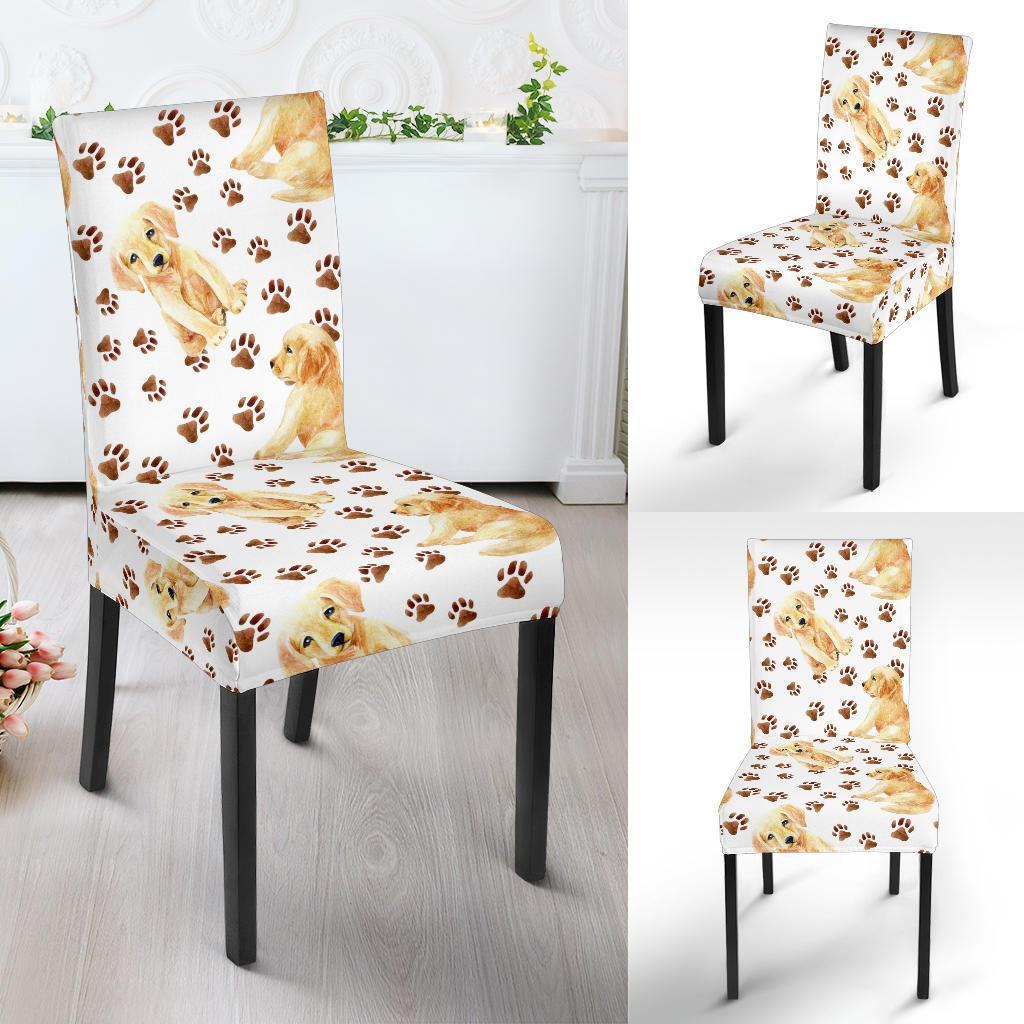 Paw Golden Retriever Pattern Print Chair Cover-grizzshop