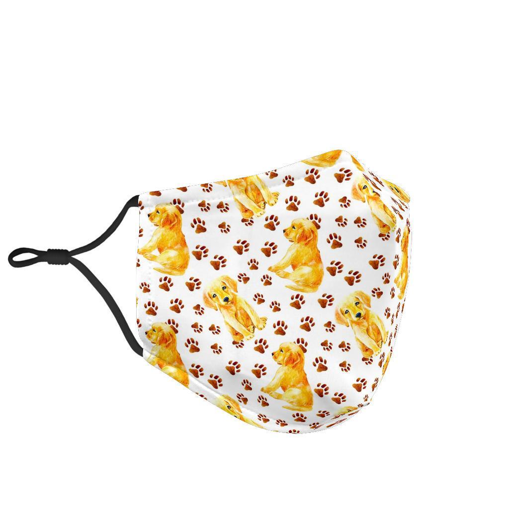 Paw Golden Retriever Pattern Print Face Mask-grizzshop