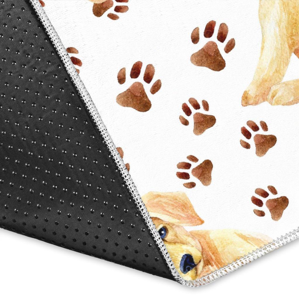 Paw Golden Retriever Pattern Print Floor Mat-grizzshop