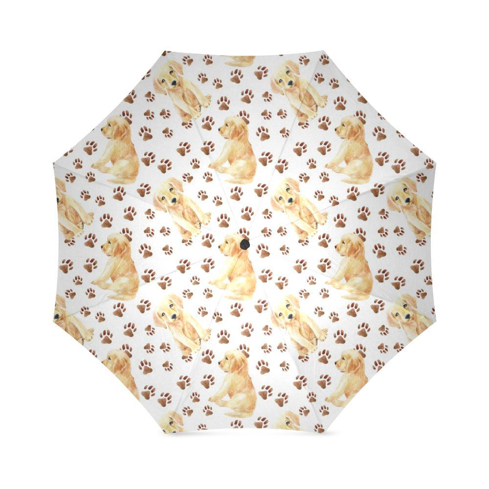 Paw Golden Retriever Pattern Print Foldable Umbrella-grizzshop