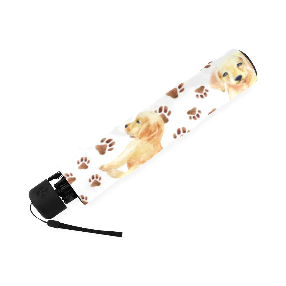 Paw Golden Retriever Pattern Print Foldable Umbrella-grizzshop