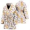 Paw Golden Retriever Pattern Print Women Long Robe-grizzshop