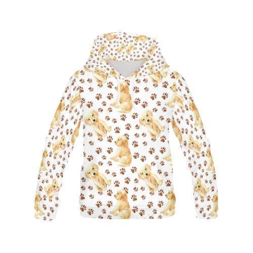 Paw Golden Retriever Pattern Print Women Pullover Hoodie-grizzshop