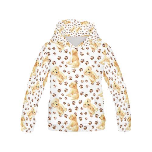 Paw Golden Retriever Pattern Print Women Pullover Hoodie-grizzshop