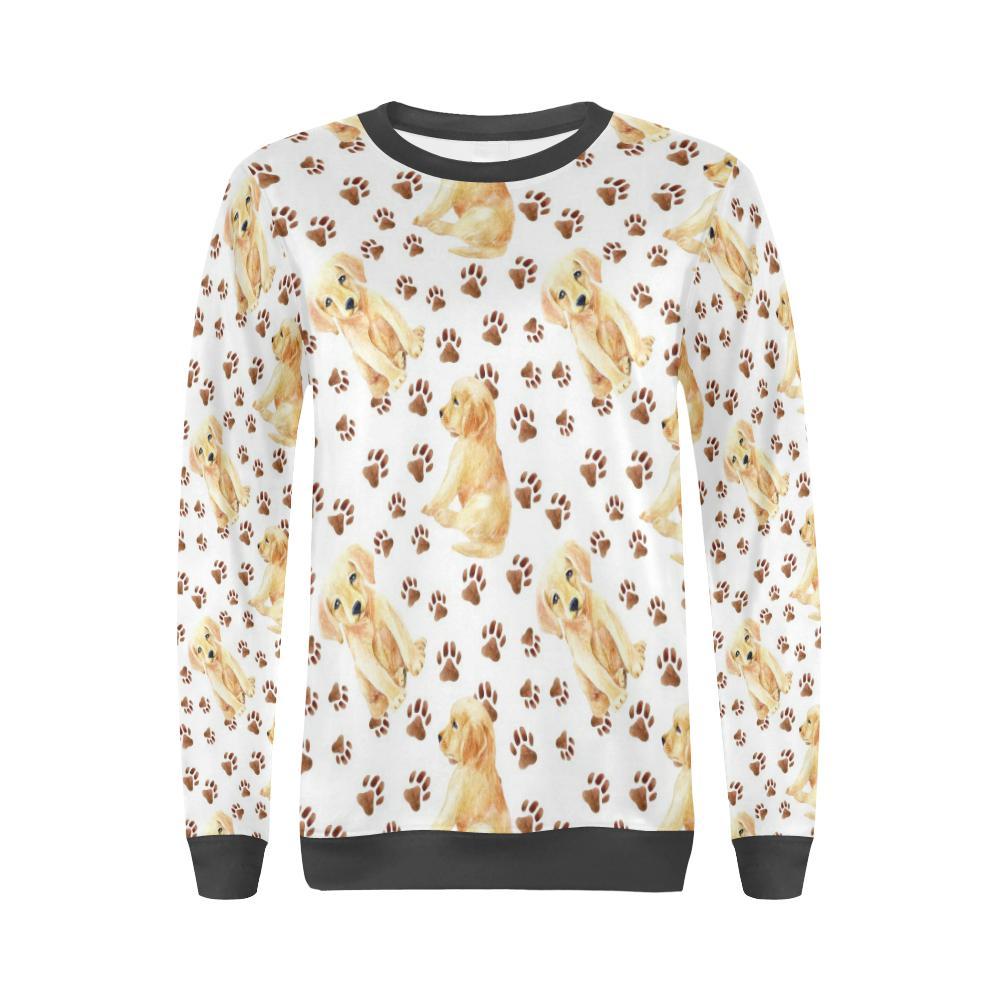 Paw Golden Retriever Pattern Print Women's Sweatshirt-grizzshop