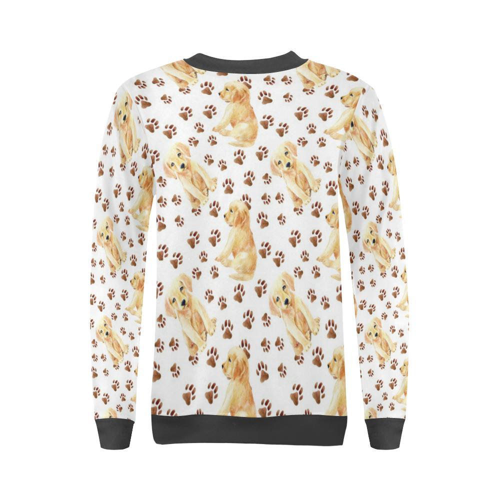 Paw Golden Retriever Pattern Print Women's Sweatshirt-grizzshop