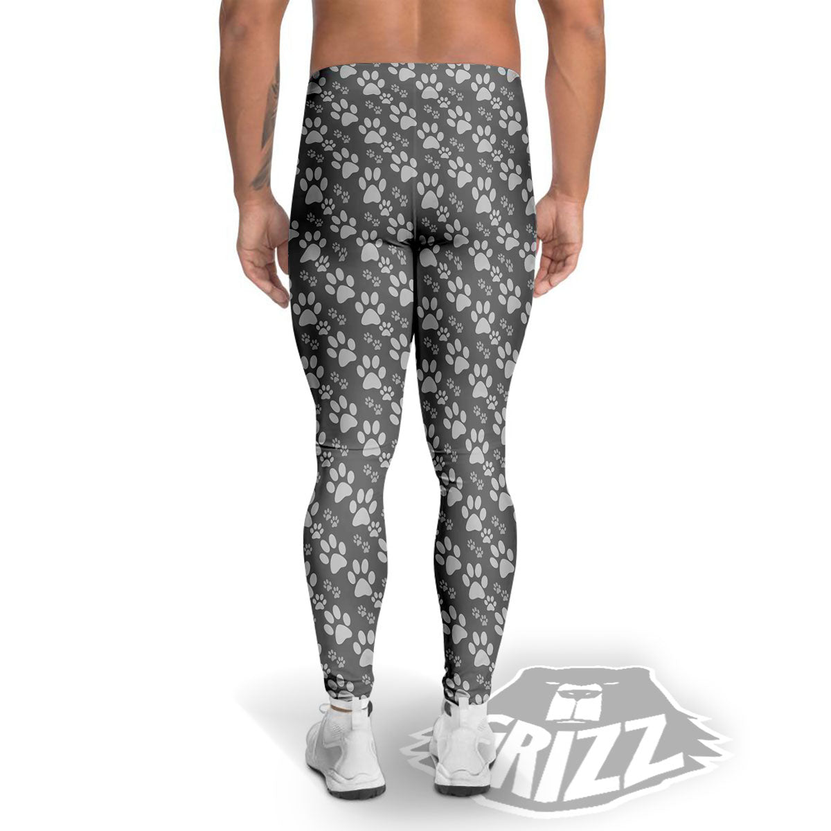 Paw Grey Animal Print Pattern Men's Leggings-grizzshop