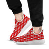 Paw Knitted White And Red Print Pattern White Athletic Shoes-grizzshop