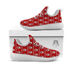 Paw Knitted White And Red Print Pattern White Athletic Shoes-grizzshop