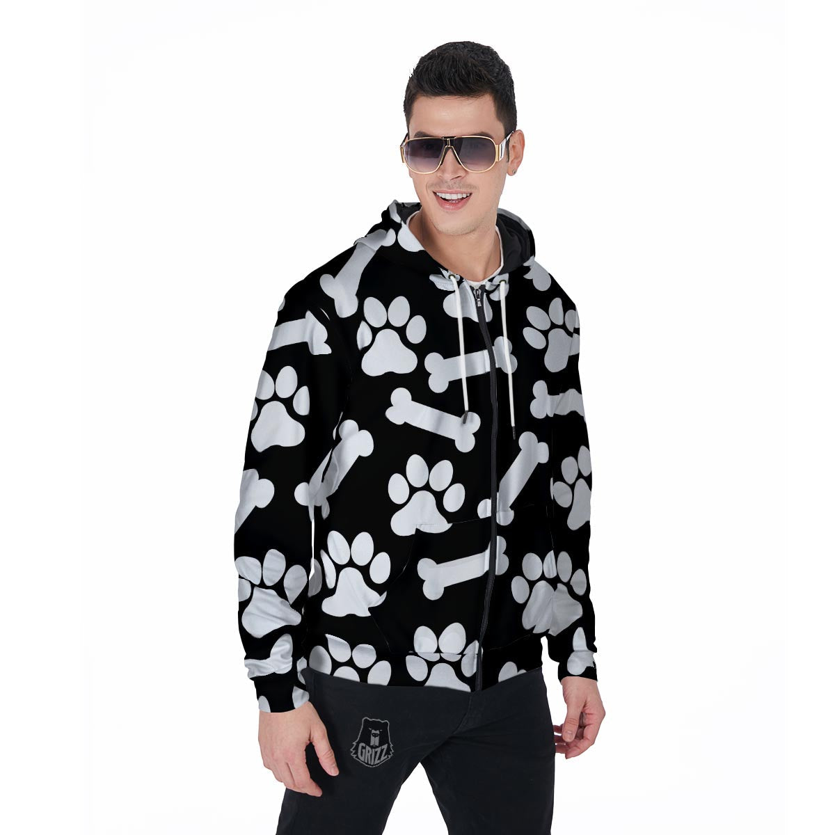 Paw Men's Zip Up Hoodie-grizzshop
