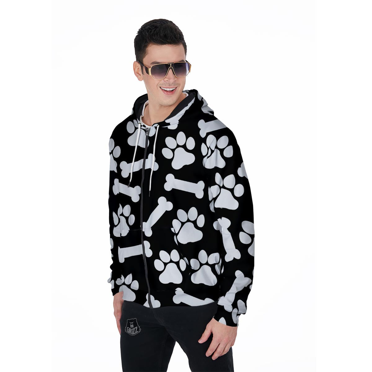 Paw Men's Zip Up Hoodie-grizzshop