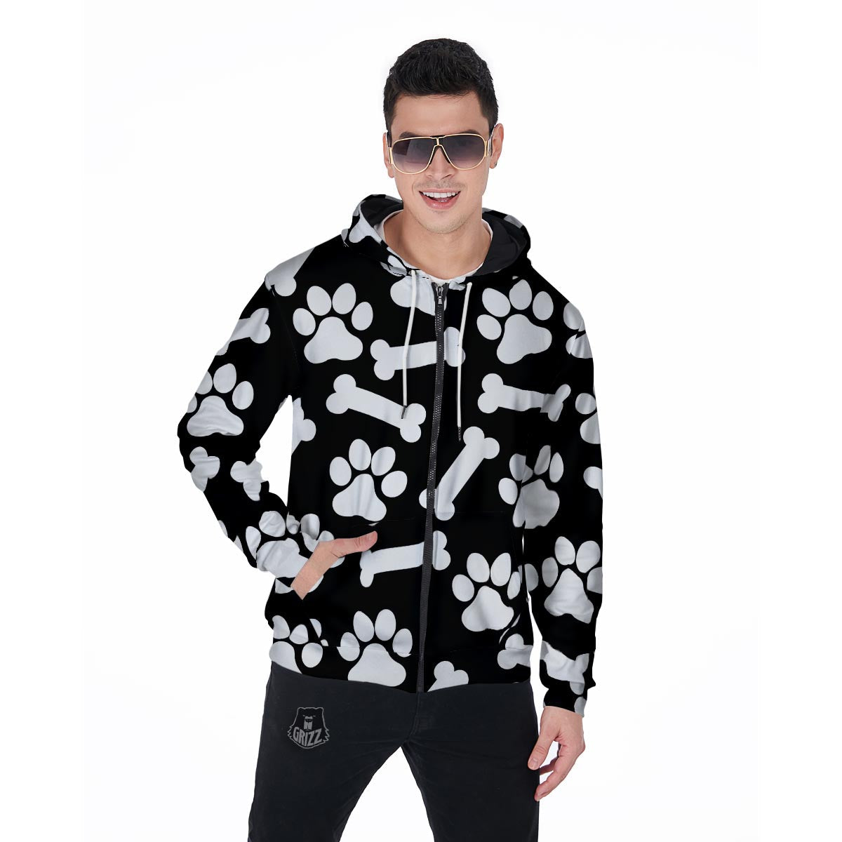 Paw Men's Zip Up Hoodie-grizzshop