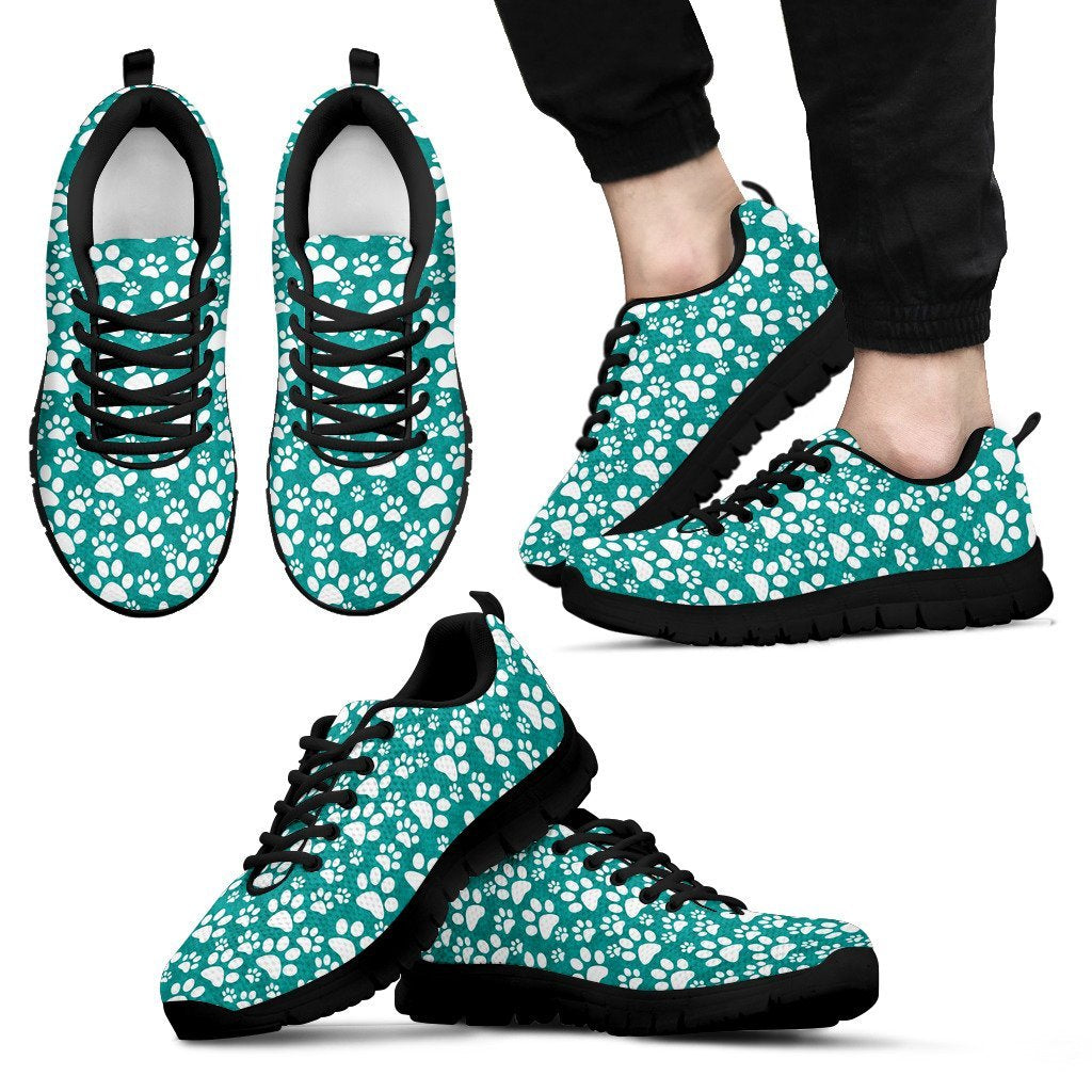 Paw Pattern Print Black Sneaker Shoes For Men Womwn-grizzshop