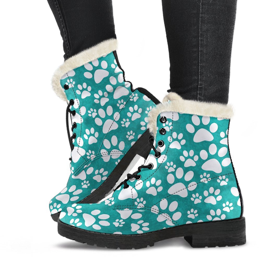 Paw Pattern Print Comfy Winter Boots-grizzshop