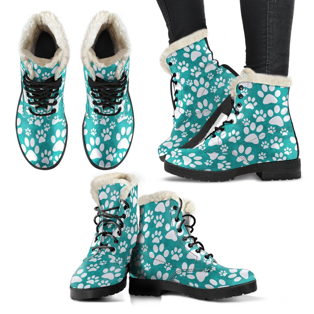 Paw Pattern Print Comfy Winter Boots-grizzshop
