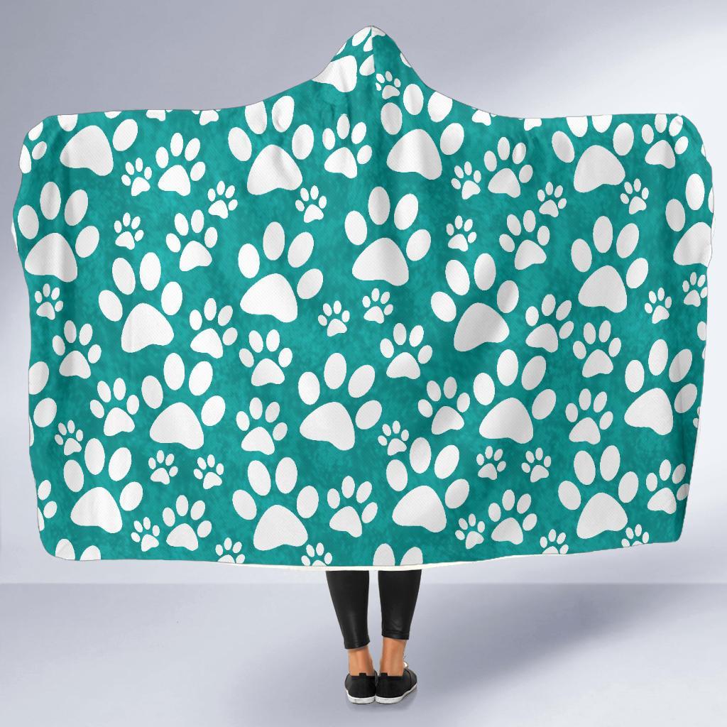 Paw Pattern Print Hooded Blanket-grizzshop