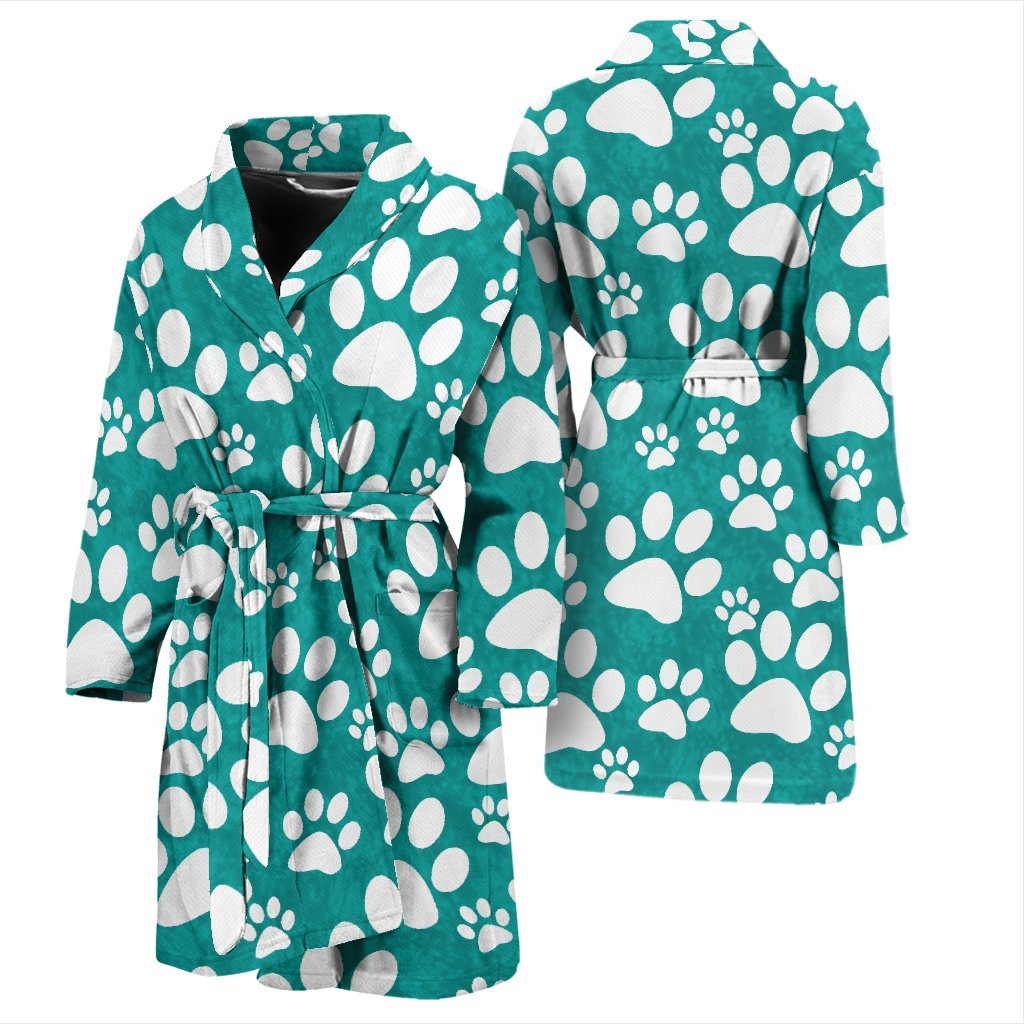 Paw Pattern Print Men Long Robe-grizzshop