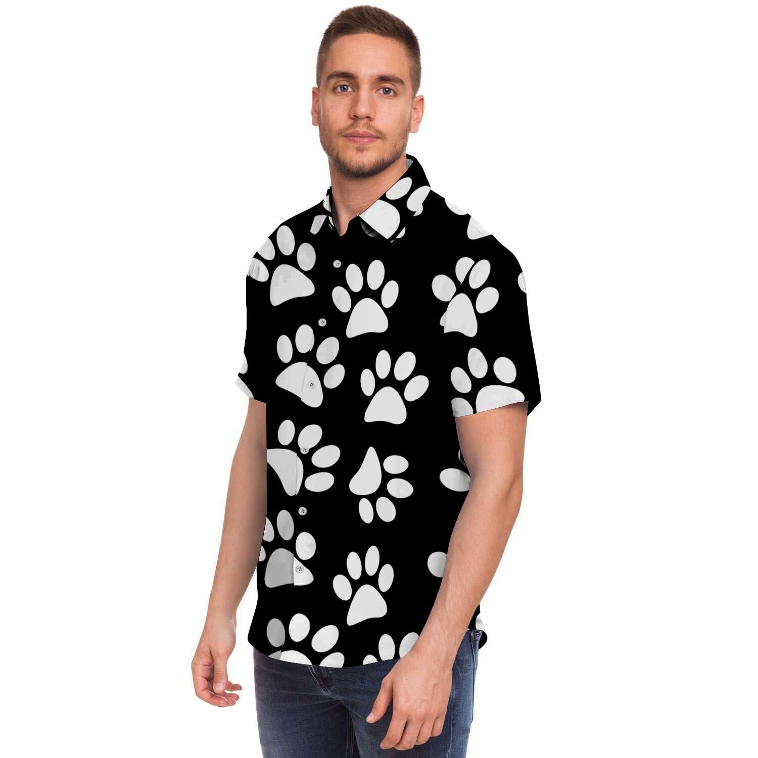 Paw Print Men's Short Sleeve Shirt-grizzshop