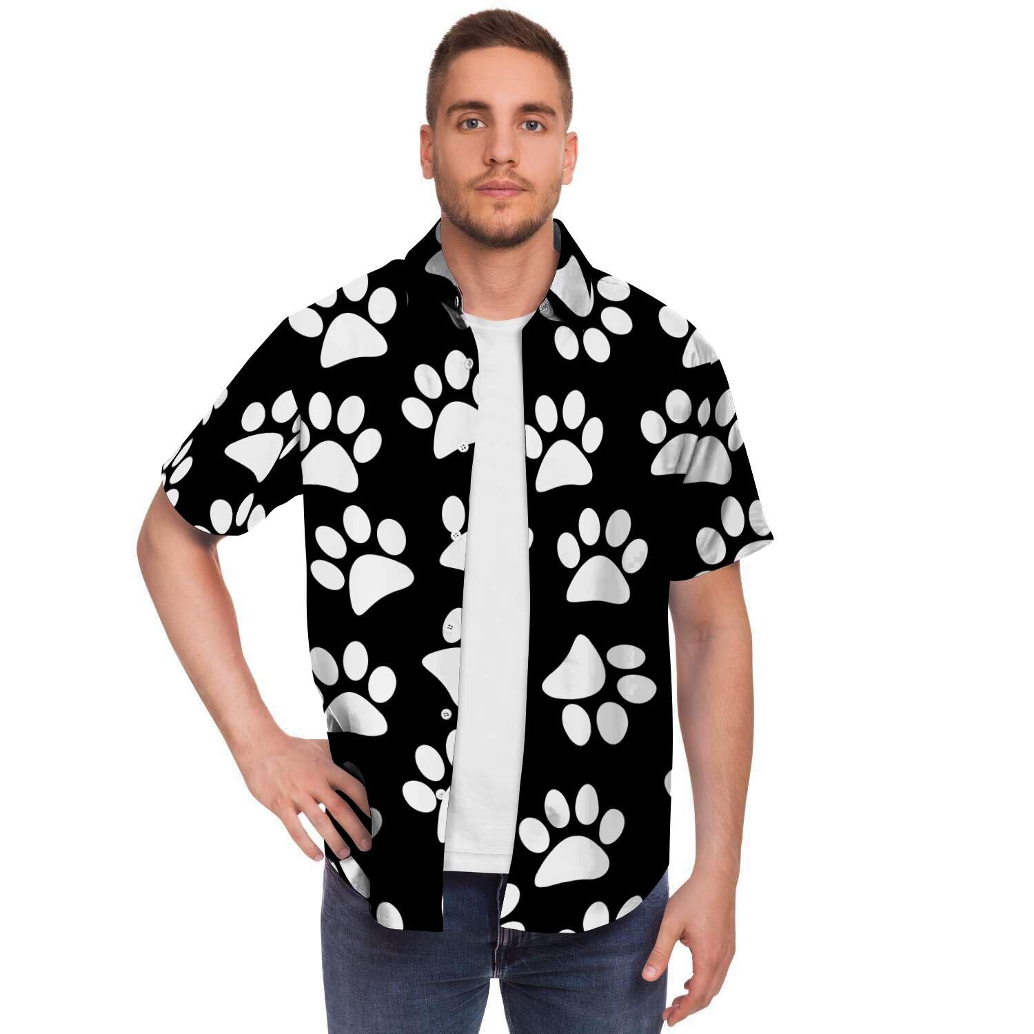 Paw Print Men's Short Sleeve Shirt-grizzshop