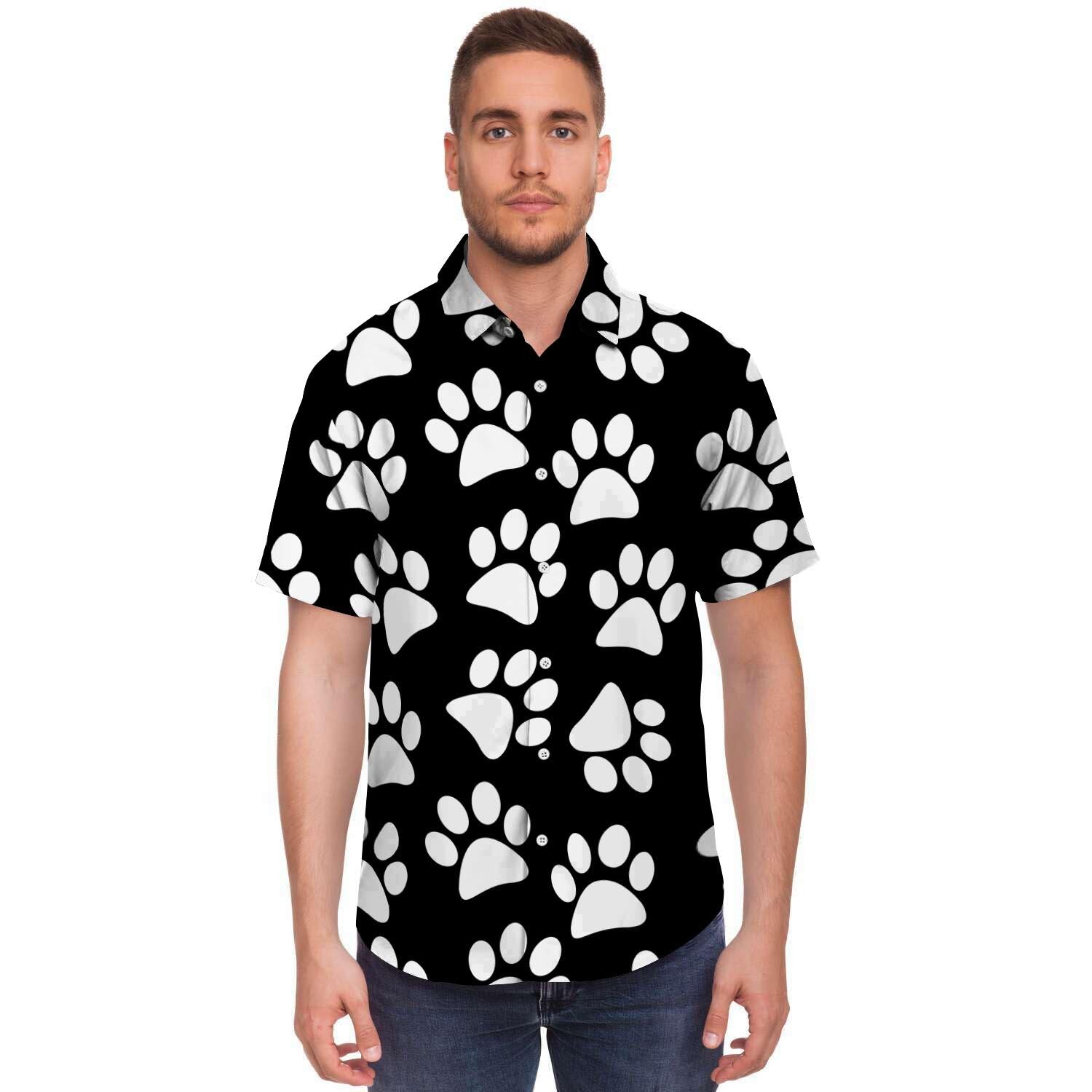 Paw Print Men's Short Sleeve Shirt-grizzshop