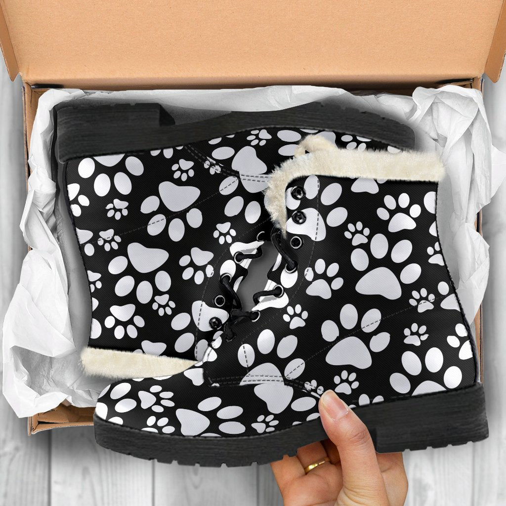 Paw Print Pattern Comfy Winter Boots-grizzshop