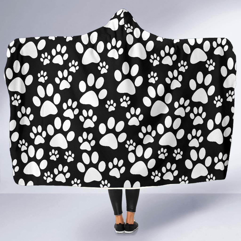 Paw Print Pattern Hooded Blanket-grizzshop