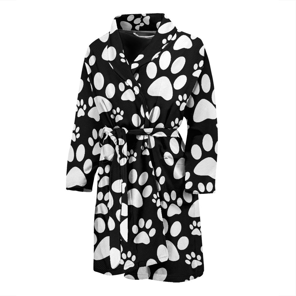 Paw Print Pattern Men Long Robe-grizzshop