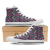 Peace Groovy Girly Print Pattern White High Top Shoes-grizzshop