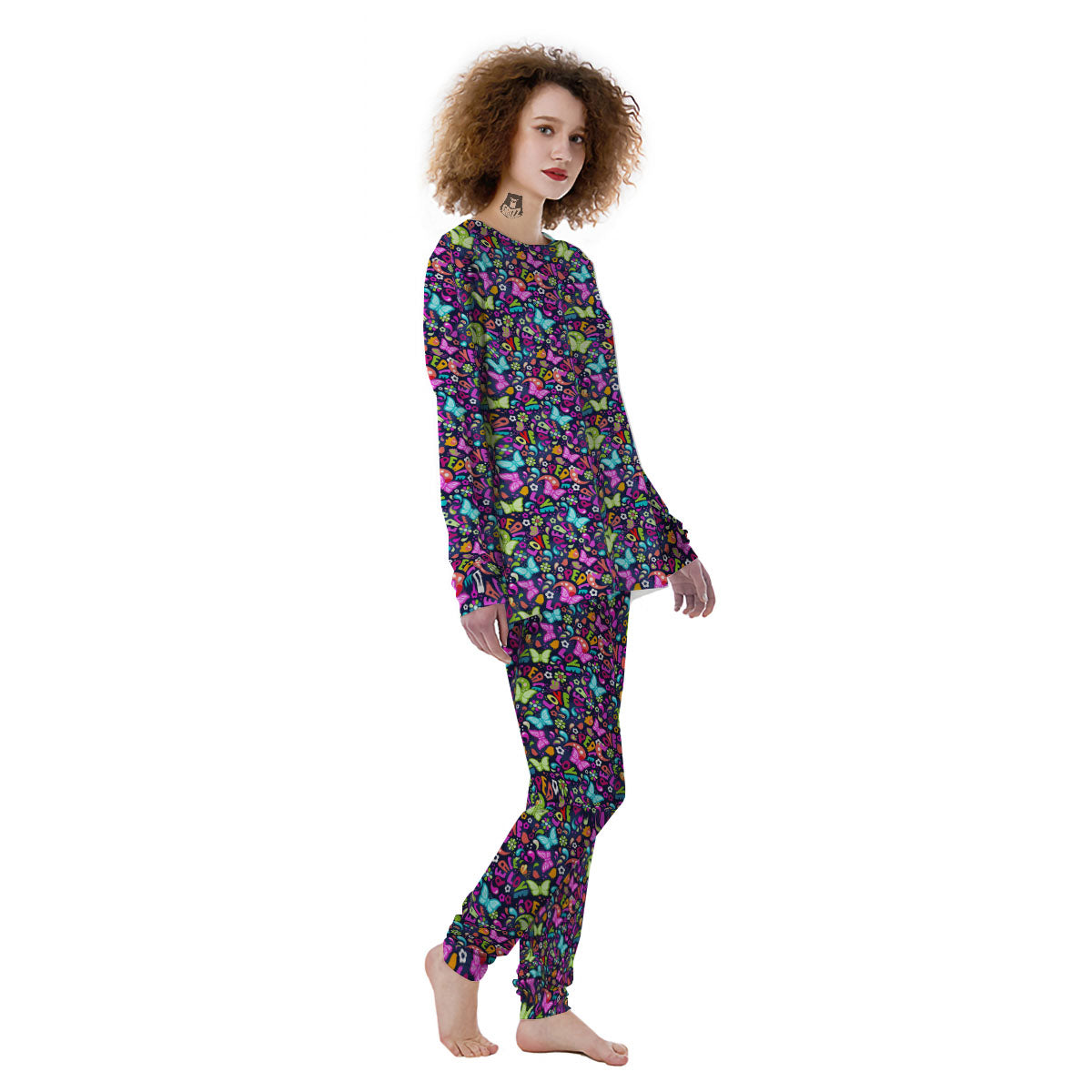 Peace Groovy Girly Print Pattern Women's Pajamas-grizzshop