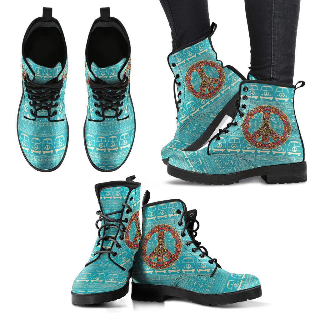 Peace Hippie Bus Handcrafted Boots-grizzshop