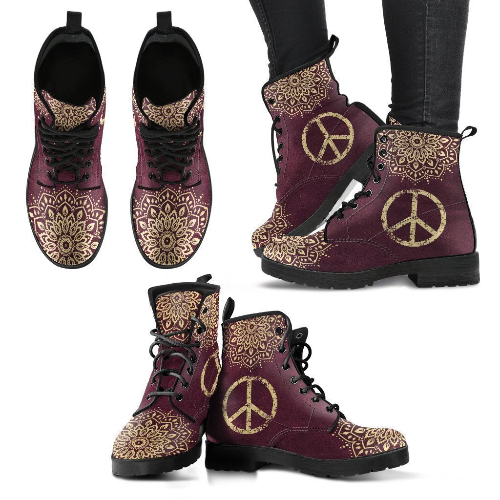 Peace Mandala Handcrafted Boots-grizzshop