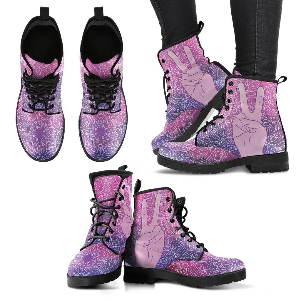 Peace Mandala Women's Leather Boots-grizzshop