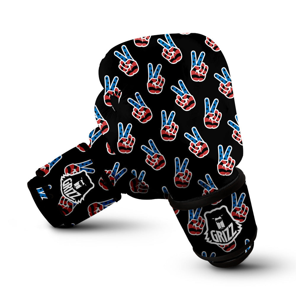 Peace Sign American Patriotic Print Pattern Boxing Gloves-grizzshop