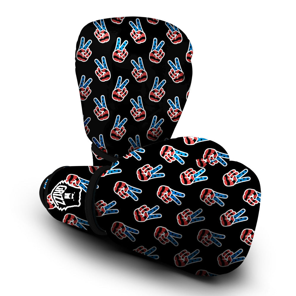 Peace Sign American Patriotic Print Pattern Boxing Gloves-grizzshop