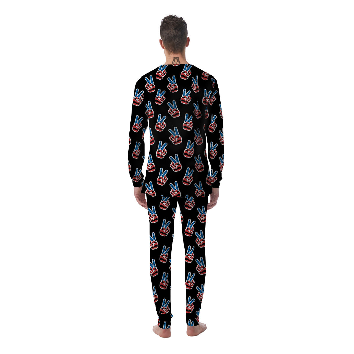 Peace Sign American Patriotic Print Pattern Men's Pajamas-grizzshop