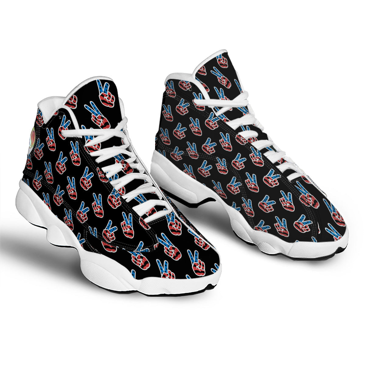 Peace Sign American Patriotic Print Pattern White Basketball Shoes-grizzshop