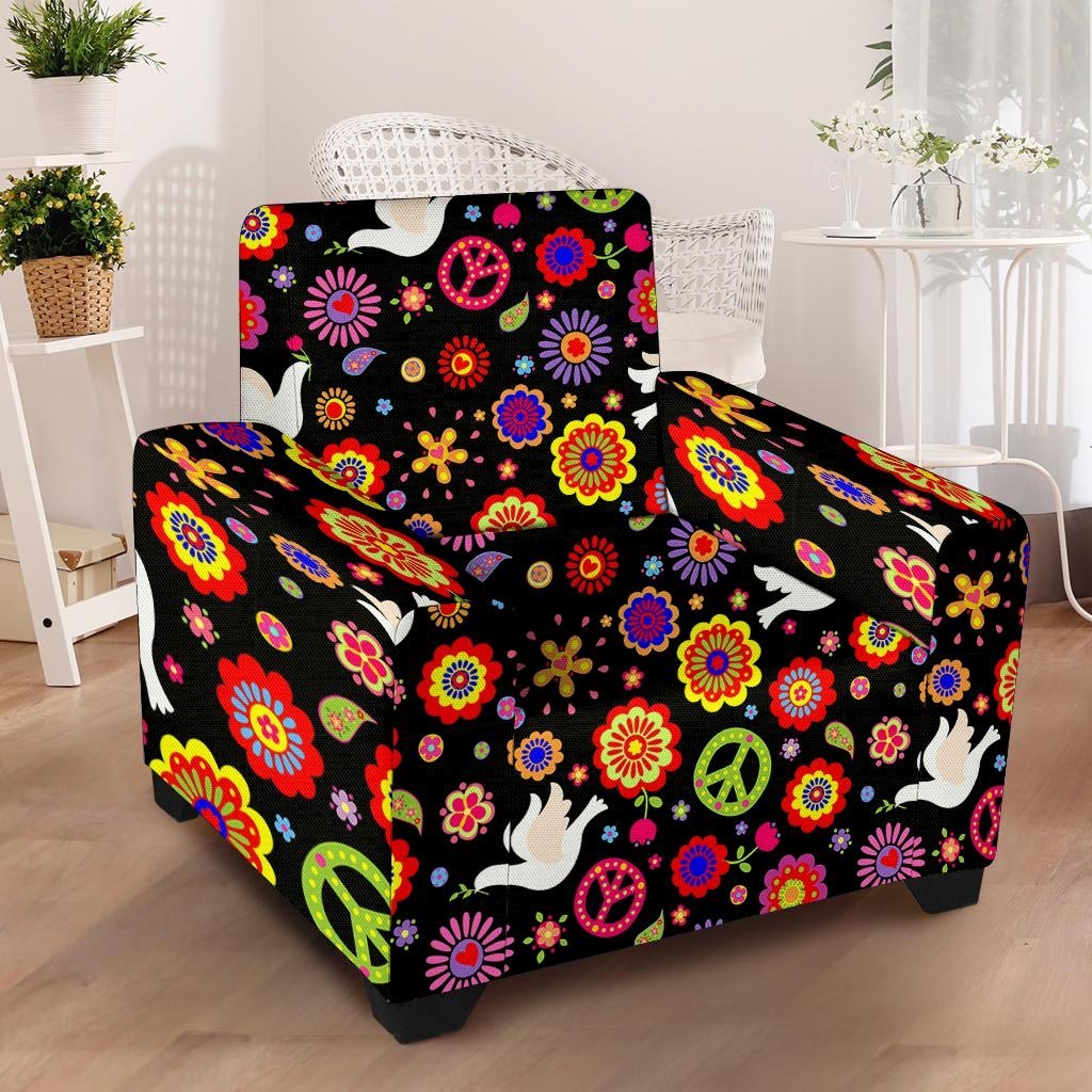 Peace Sign Hippie Armchair Cover-grizzshop