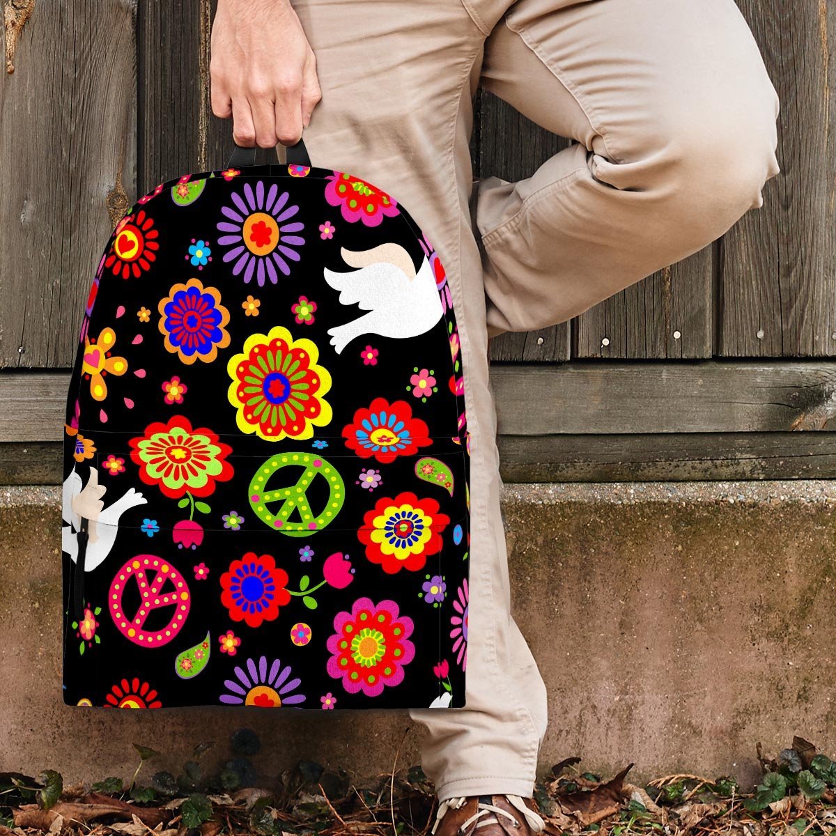 Peace Sign Hippie Backpack-grizzshop